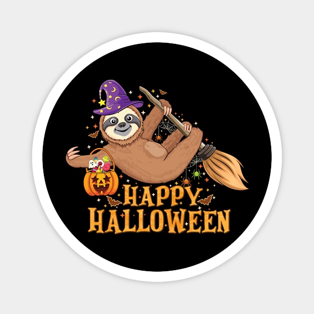 Lazy Sloth Witch Hat Halloween Animal lovers Halloween sloth Magnet by UNXart